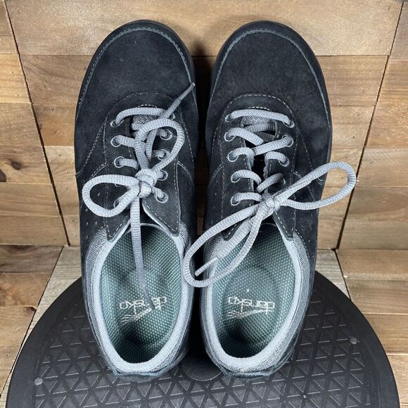 Dansko Womens Sz 8 /38 Elaine Sneakers Shoes Black Suede Lace Up Slip Resistant - Picture 5 of 10